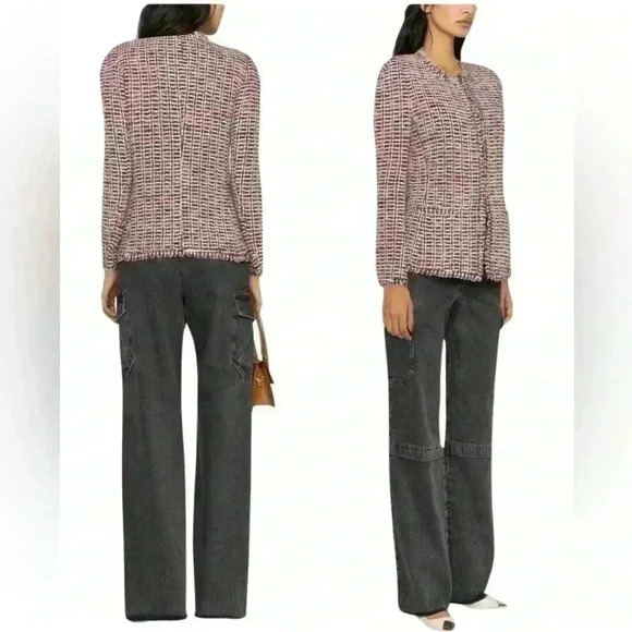 NEW Isabel Marant Penia Tweed Pink Black Blazer Jacket Size 34 French US 2 - Picture 5 of 16